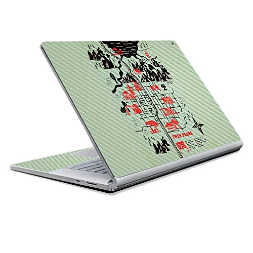 Image of MightySkins Carbon Fiber Skin for Microsoft Surface Book 2 13 inch (2017) - Twin Peaks Map,Protective, Durable Textured Carbon Fiber Finish,Easy to Apply, Remove, and Change Styles,