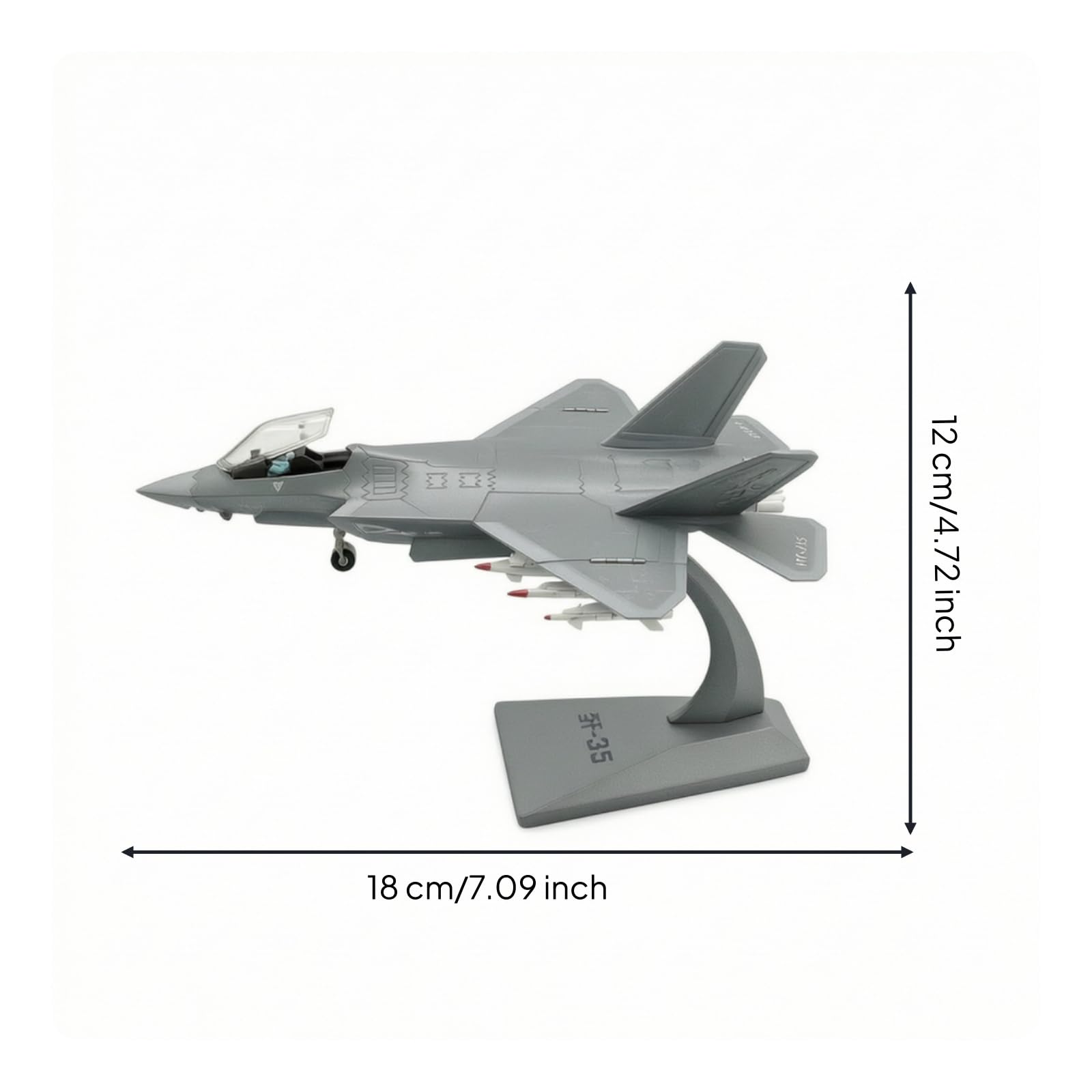 Modellino J 35 in 1:100 Realistico Modellino di Caccia Resistente Aereo in Miniatura con Supporto per Vetrina, Scrivania