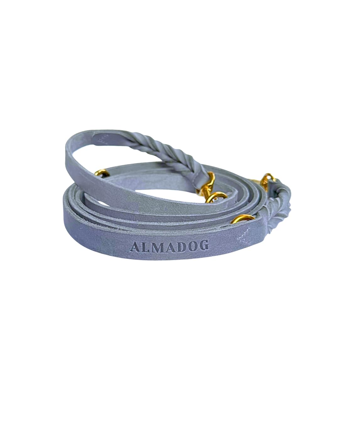 Verstellbare Hundeleine Abby - Umhaengeleine aus nachhaltigem Leder - Weiches Fettleder - Silbergrau (12mm x 230cm)