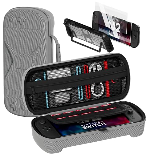 QUAGGY Nintendo Switch 2�i2025�j�����f�U�C���ATPU��PC �����^�v���e�N�e�B�u�P�[�X�A�Q�[���J�[�h�X���b�g�ASwitch 2�A�N�Z�T���[�p�I�[���C�������L�������O�P�[�X�y����2���X�N���[���v���e�N�^�[�z�O���[