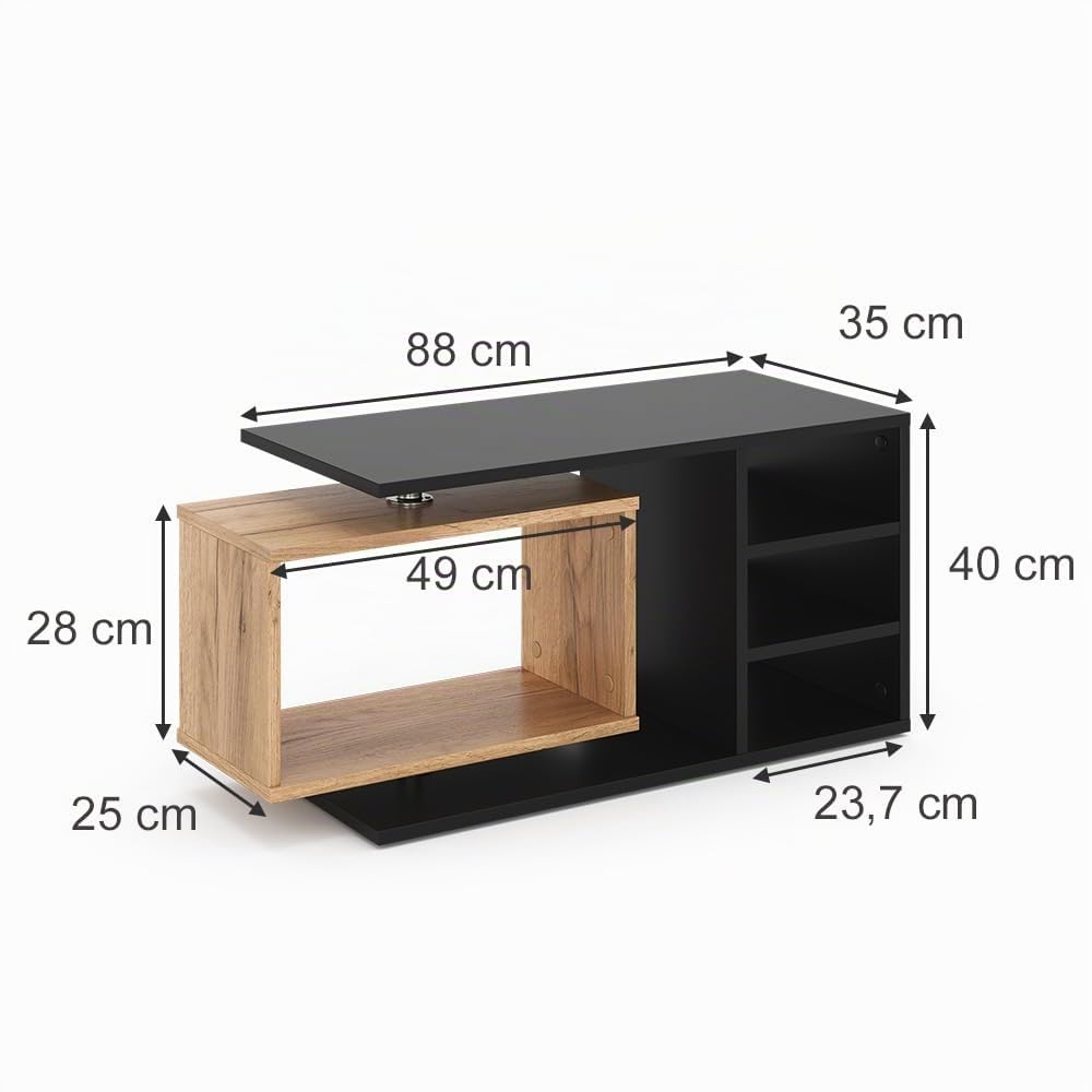 Vicco Couchtisch Rafi, Schwarz, 88 x 35 cm
