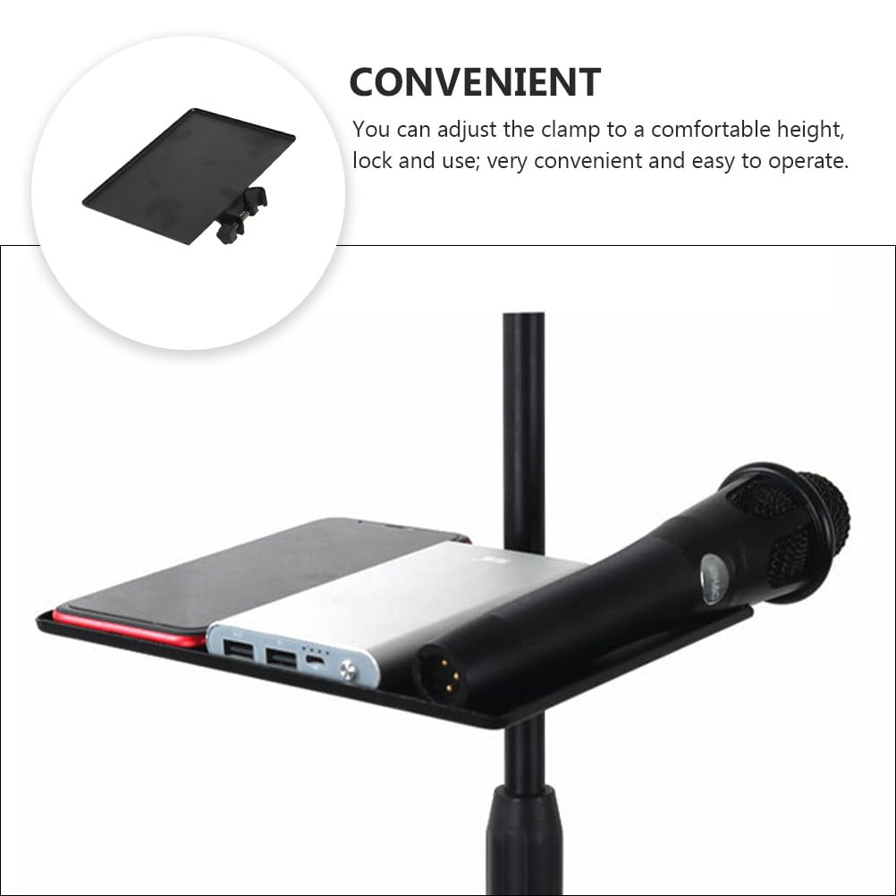 Abaodam 2Pcs Microphone Stand Tray Clamp On Firm Rack Tray Holder Adjustable Mic Stand Shelf for Live Streaming Stage Music Sheet Karaoke Recording Podcast - Image 3