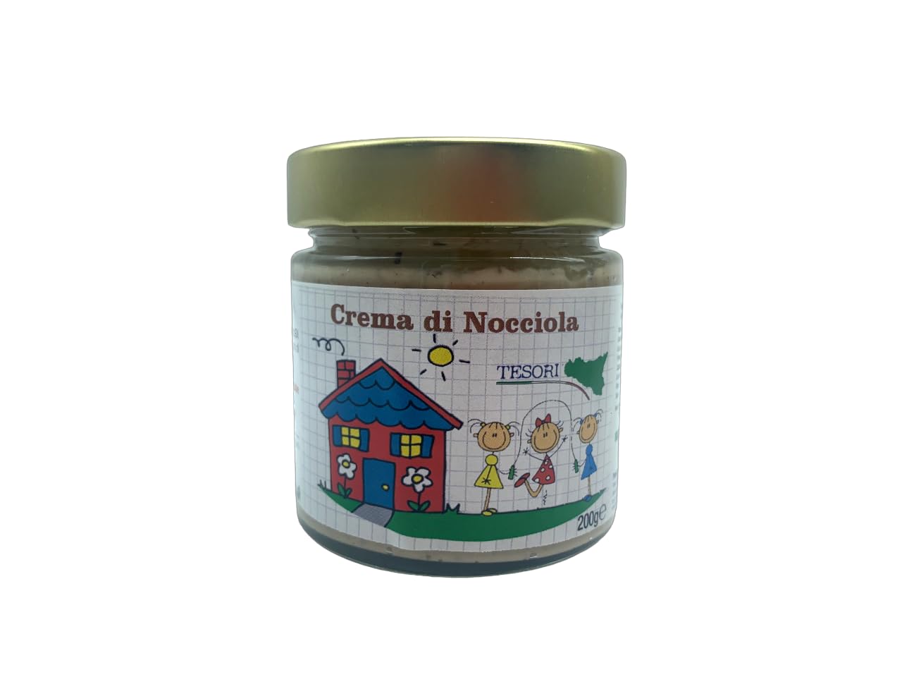 6 Barattoli di Crema Spalmabile alla nocciola con nocciole siciliane, lavorazione artigianale, barattoli da 200 g