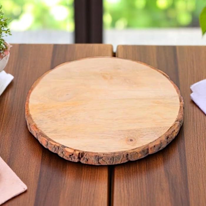 ShopSentosa Mango Wood Bark Circles, 8 Inch Round, Set of 2, Natural Aesthetic, for Photography, DIY Crafts, Decor, etc-image-26
