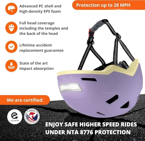 Image of XNITO Bike Helmet with LED Lights - Urban Bicycle Helmet for Adults, Men & Women - CPSC & NTA-8776 Dual Certified - Class 3 E-Bikes, Scooters, Onewheel, Commuter, Mountain