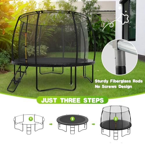 LotFun Round Trampoline, 36 Inch, Plastic Frame, 55 lbs Weight Capacity, with Foam Pad (14 FT)