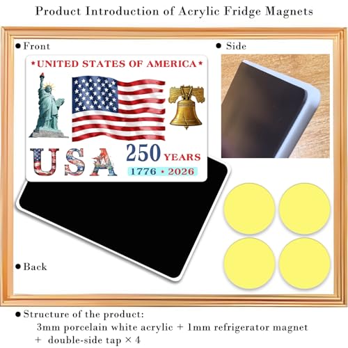 Imán decorativo Estados Unidos 250 años 3.5x5 pulg miniatura 5