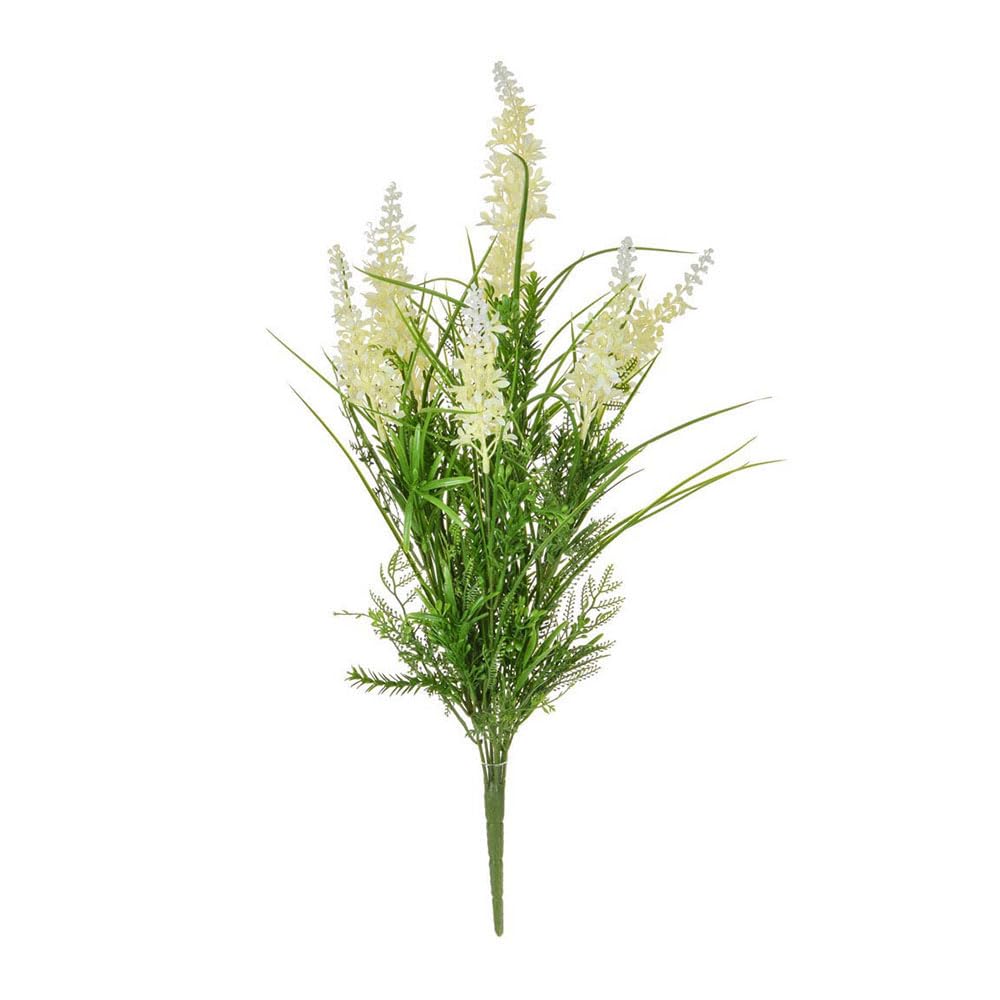Floristrywarehouse White Fire Retardant Artificial Grass And Flower Mix 44Cm/17In Tall