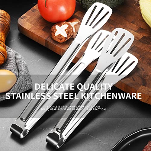 BEHAHAI 2PCS Food Serving Tongs, 7'' Stainless Steel Buffet Tongs Frying BBQ Kitchen Cooking Salad for Bread Cake Wedding Utensils Party Candy Bar, Silver - Image 2