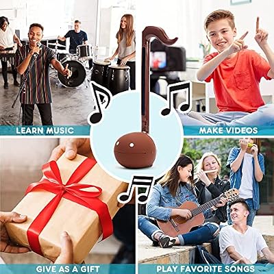 Otamatone Regular [Chocolate] and Matte Case [Red] Bundle Japanese Electronic Musical Instrument Portable Music Synthesizer from Japan Maywa Denki Award Educational Fun Gift for Children Teen Adult