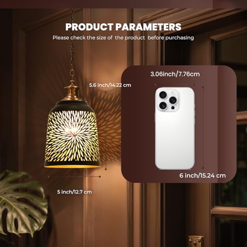 Image of Pendant Light Shade, Ceiling Fan Light Covers Replacements Etched Chrysanthemum Metal Lampshade 4 Pack, 1-5 /8 inch Fitter, 5.6 inch Height and 5 inch Diameter Fits for Lamp Shade