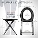 Kunida Designs Portable Camping Toilet Chair - Folding Bedside Commode - Lightweight Foldable Outdoor Porta Potty for Adults - Stainless Steel - 14.5 Inches Tall