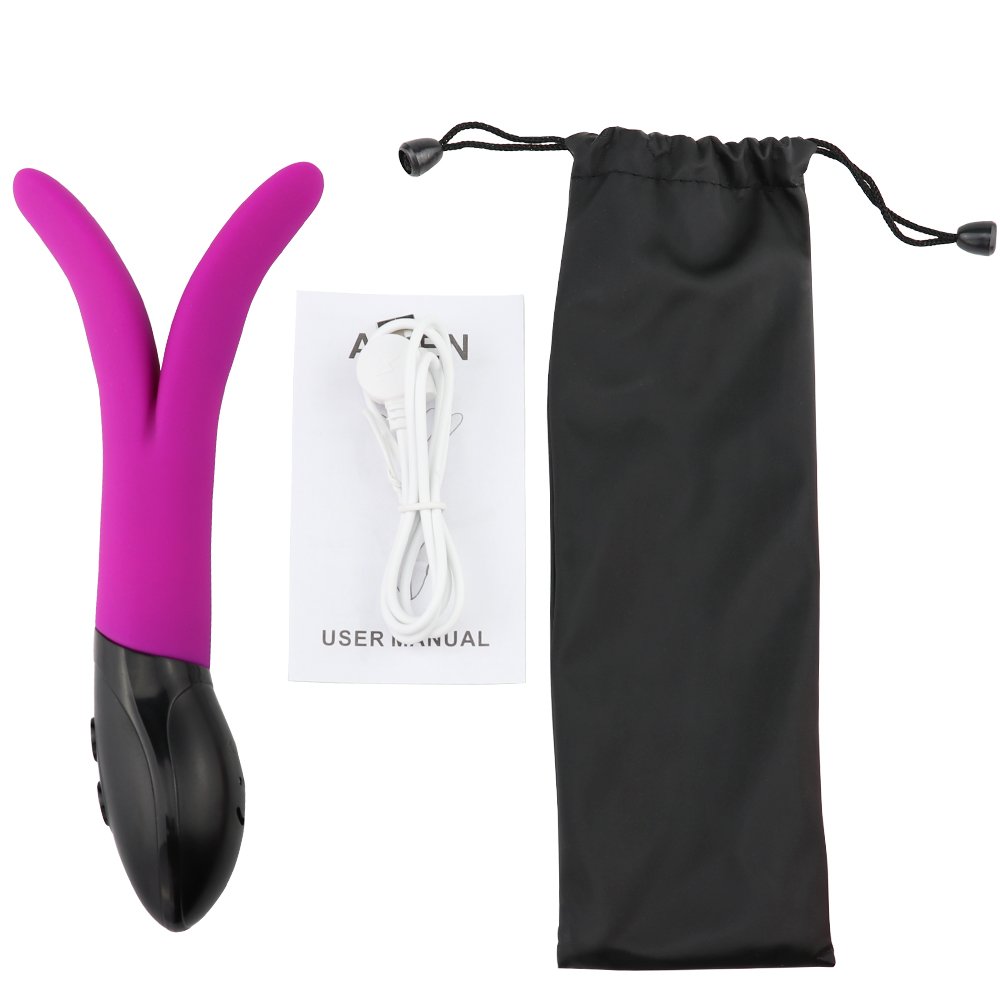 Prodotti per adulti multi-funzione di silicone clitoride G-spot vagina vibratore per le donne, silenzioso biforcuta maschio P-Enis bacchetta massaggiatore stimolare viola/rose rosso,Purple