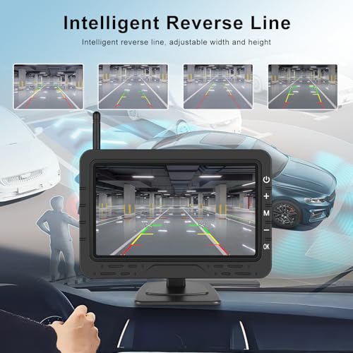 Image of Wireless Backup Camera for Car Digital Stable Signal Easy Install, 4.3 Inch Monitor System Customizable Parking Lines Night Vision Rear View Camera for Car Truck,Trailer, Pickup