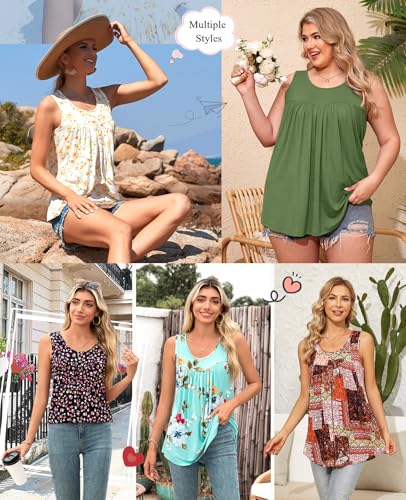 Anydeer Womens Summer Tank Tops Sleeveless Shirts 2025 Casual Tunics Loose Fit Blouses for Ladies Plus Size M-4XL4