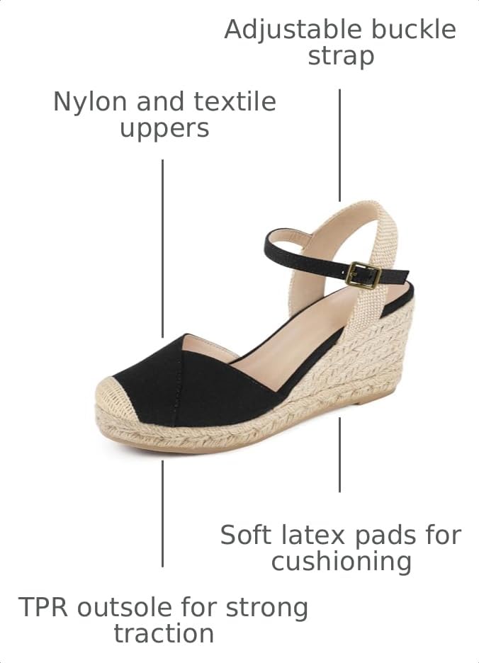 Image of Qonetic Women's Espadrille Wedge Sandals Closed Toe Platform Summer Shoes
