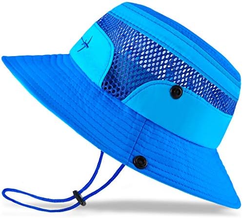 Baby Sun Hat Toddler Sun Hat Kids Breathable Bucket Sun Protection Hat | Adjustable, Stay-on Chin-Strap, Summer Play (Blue, 2-4 Years (20.5"))