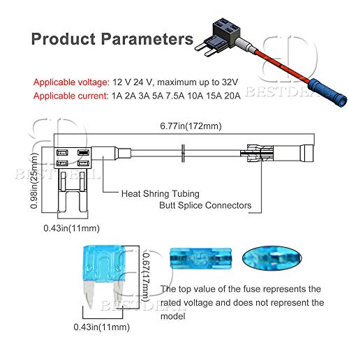 5 Pack 12V 15Amp Car AddaCircuit Fuse TAP Adapter Kit Mini ATM APM