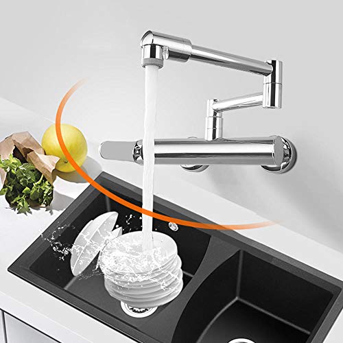 Grifos de cocina de pared de cobre cromado con diseño monomando orientable 5