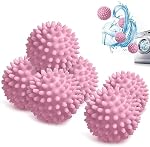Dryer Balls, Laundry Balls, 6 Pcs Reusable Dryer Ball for Drying Clothes, Washing Clothes and Fluffing Clothes (Pink)