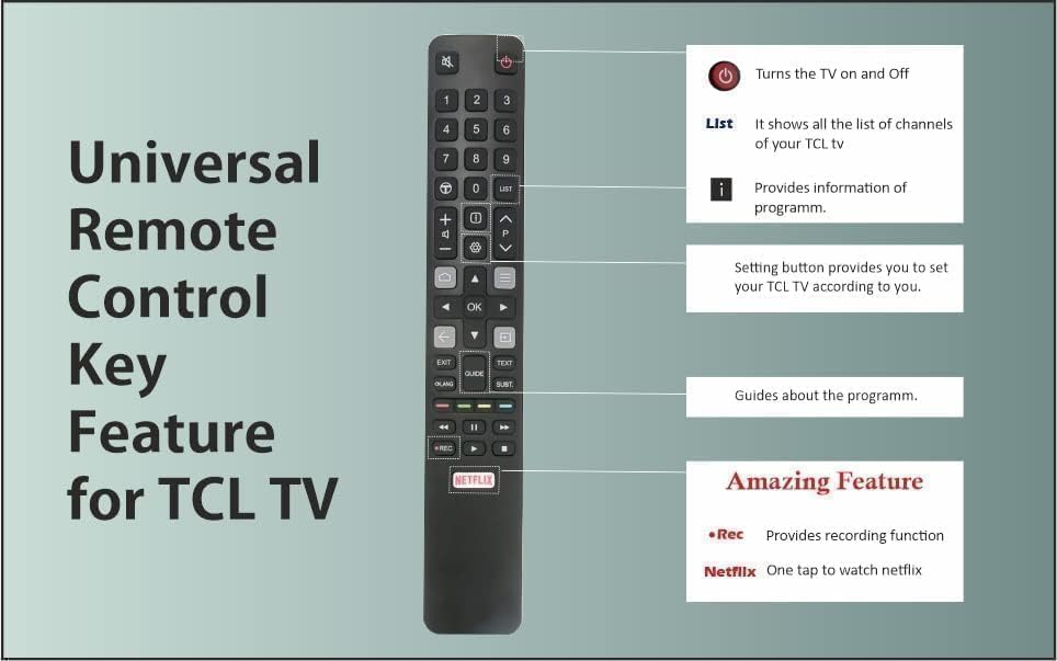 Image of BLACKSHEEP Television Remote Control Compatible for TCL Smart LED LCD HD TV with Netflix Function-(Old Remote Must be Exactly Same)- Black