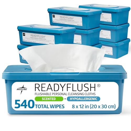 Lingettes jetables WC biodégradables Medline Readyflush, lingette hygiène 9 count