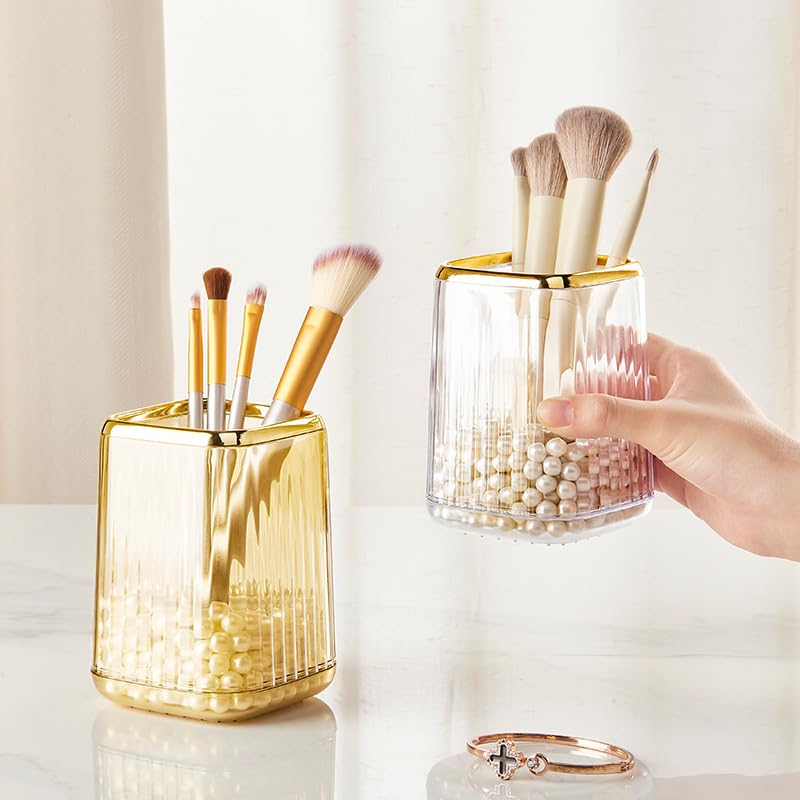 Buachois Glass Makeup Brush Holder, Large Capacity Makeup Brush Holder Organizer - Image 3