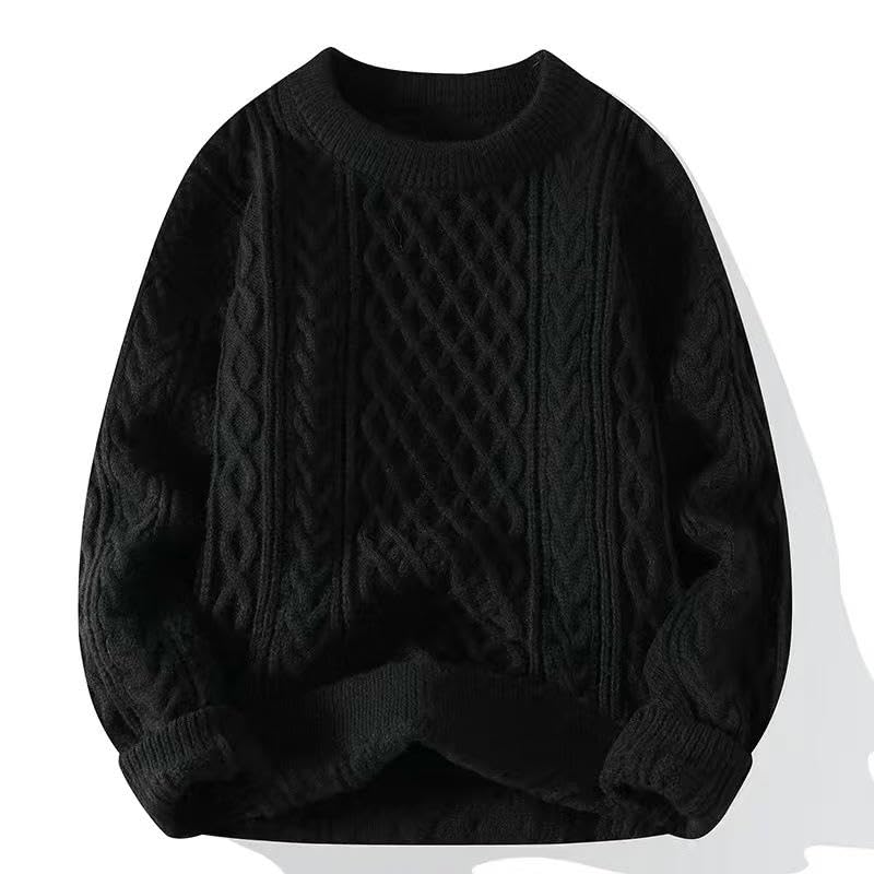 Jersey de punto de punto trenzado hombre cuello redondo elegante 4
