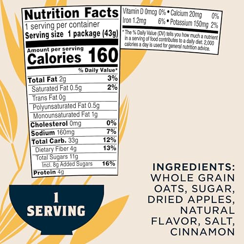 Image of Quaker, Instant Oatmeal Express, Apples & Cinnamon, 1.51 Oz
