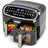 Duronic AF24 Freidora de aire sin aceite 2400 W | Air Fryer 2 cestas de 5L con ventanas | Airfryer 10 en 1 | 10 programas y 10 L | Pantalla táctil | Cestas antiadherentes | Fácil de limpiar | 50-200º