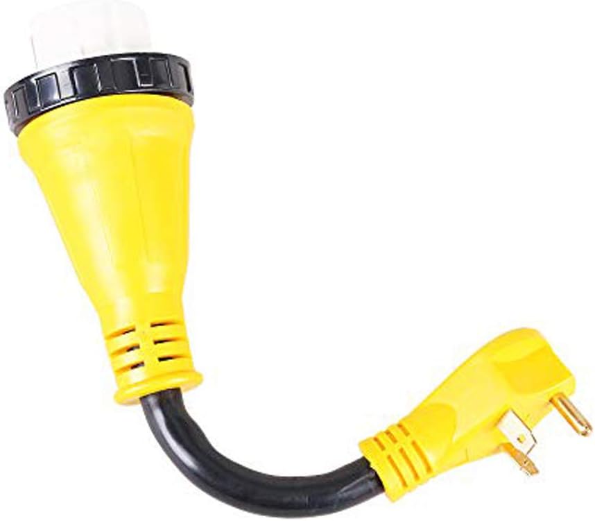 Epicord RV Camper Power Adapter Cords 30 amp Male Plug to 50 amp Female with Twist lock Adapter RV Dogbone Electrical Adapter, 12 inch, 10/3 AWG