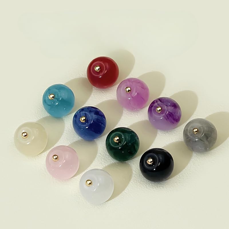 bottoni, Confezione Da 50 Bottoni Rotondi Con Perle Colorate 11 Mm for La Lavorazione Di Tessuti Gambo In Resina(7# Dark Blue)