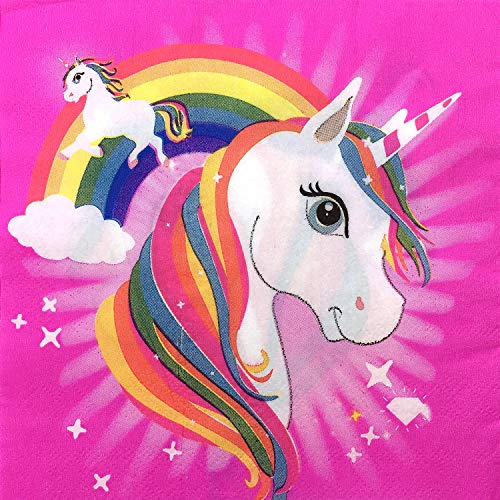Zelten Colored Paper Napkins, 20 Count Shabby Chic Napkins For Wedding, Dinner Tea Party Shower (Unicorn & Rainbow) #TOP3