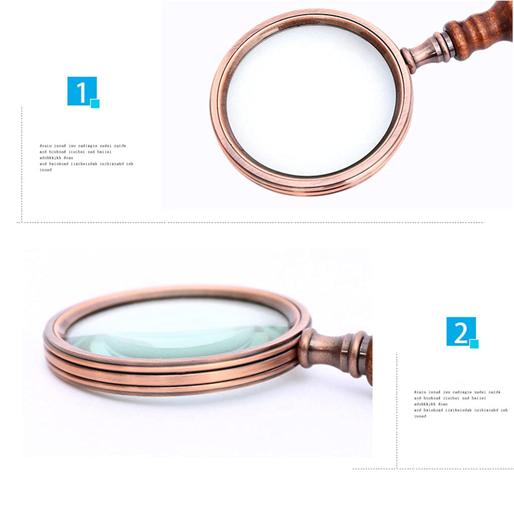 10x lupa do czytania 10x ręczna lupa antyczna drewniana rączka szkło powiększające do czytania książki, inspekcja, brązowo-mosiądz The New