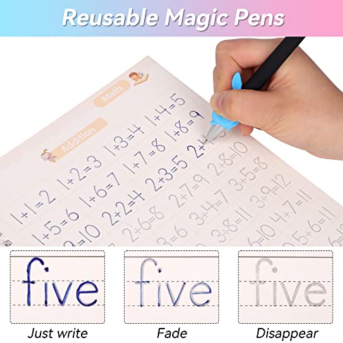 funvce 10Pcs Magischer Stift Nachfüllungen mit 2magischen Stiften und 2-Stifthaltern für wiederverwendbares magisches Übungs-Kopierbuch, Zeichenstift der unsichtbaren Tinte