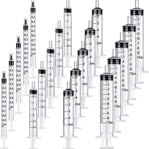 Image of 20 Packs Plastic Syringe with Measurement, Suitable for Measuring, Watering, Refilling (1 ml/ 3 ml/ 5 ml/ 10 ml)