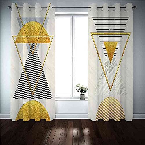 Rideaux à oeillets imprimé triangle doré pour bloquer le froid et le bruit - 3