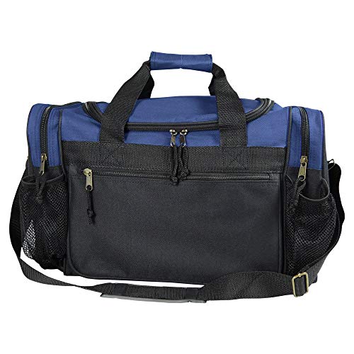 Dalix 17" Duffle Travel Bag With Dual Front Mesh Pockets In Navy Blue #TOP1