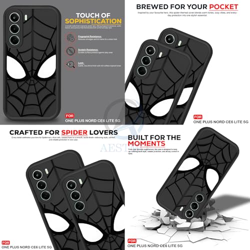 Image of AESTMO Back Case Cover for OnePlus Nord CE 6 Lite 5G Cover | Spidey Face Mask Design | Silicone Case | Full Body Protection | Camera Protection Back Cover (Black)