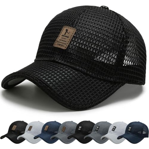 Casquette Baseball Homme Été Légère Maille,Casquette de Baseball Femme Anti-Soleil Respirant Hip-hop Cap Broderie Maille Golf Voyages Sport Chapeau (A - Noir)