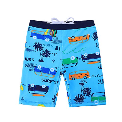 HUAANIUE Baby Toddler Boy Swimsuit Rashguard Set Swimwear UPF 50+ Car with Hat 1-2 T