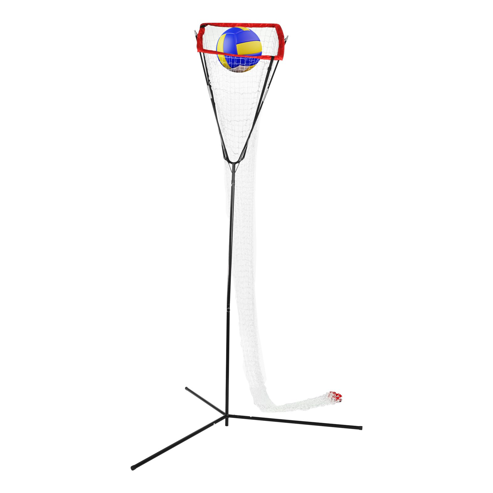 Volleyball Training Net Frame, Volleyball Practice Net, Volleyball Training Equipment with Adjustable Height and Angle, Volleyball Setter Trainer Net for Indoor Outdoor Training Practice (Black+Red)