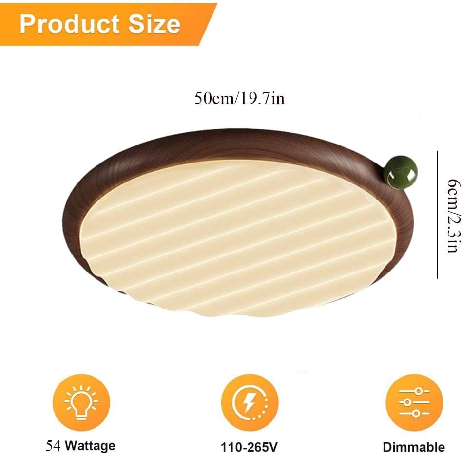 Modern Retro Walnut Color LED Ceiling Light Aluminium LED Flush Mount Ceiling Light 42/54W Acrylic Ceiling Lighting Fixture for Hallway Aisle Balcony Bedroom Kitchen Office