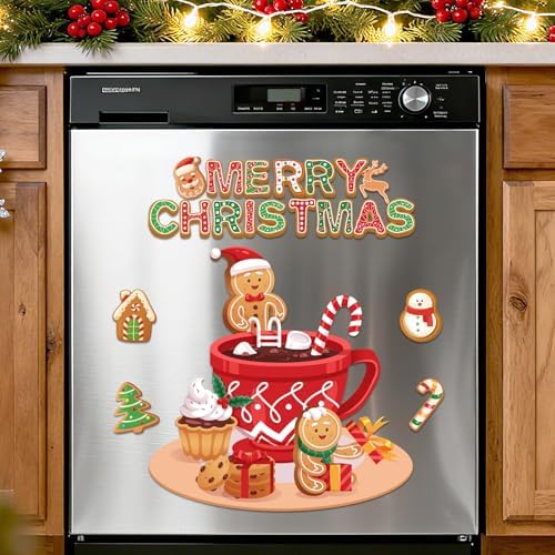 Merry Christmas round magnetic fridge magnets, designed with