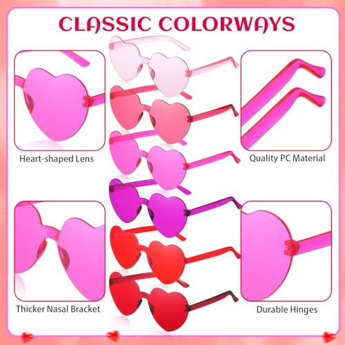 Kanayu 36 Pcs Valentine‘s Day Heart Sunglasses Bulk for Women Red Heart Sunglasses Pink Valentine‘s Day Gifts3