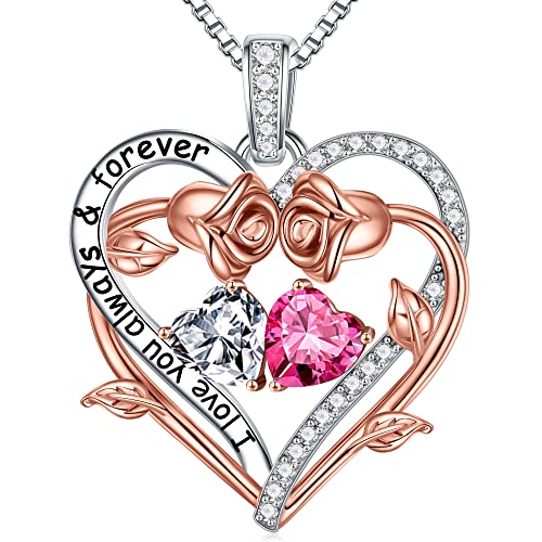 Rose Heart Birthstone Necklace