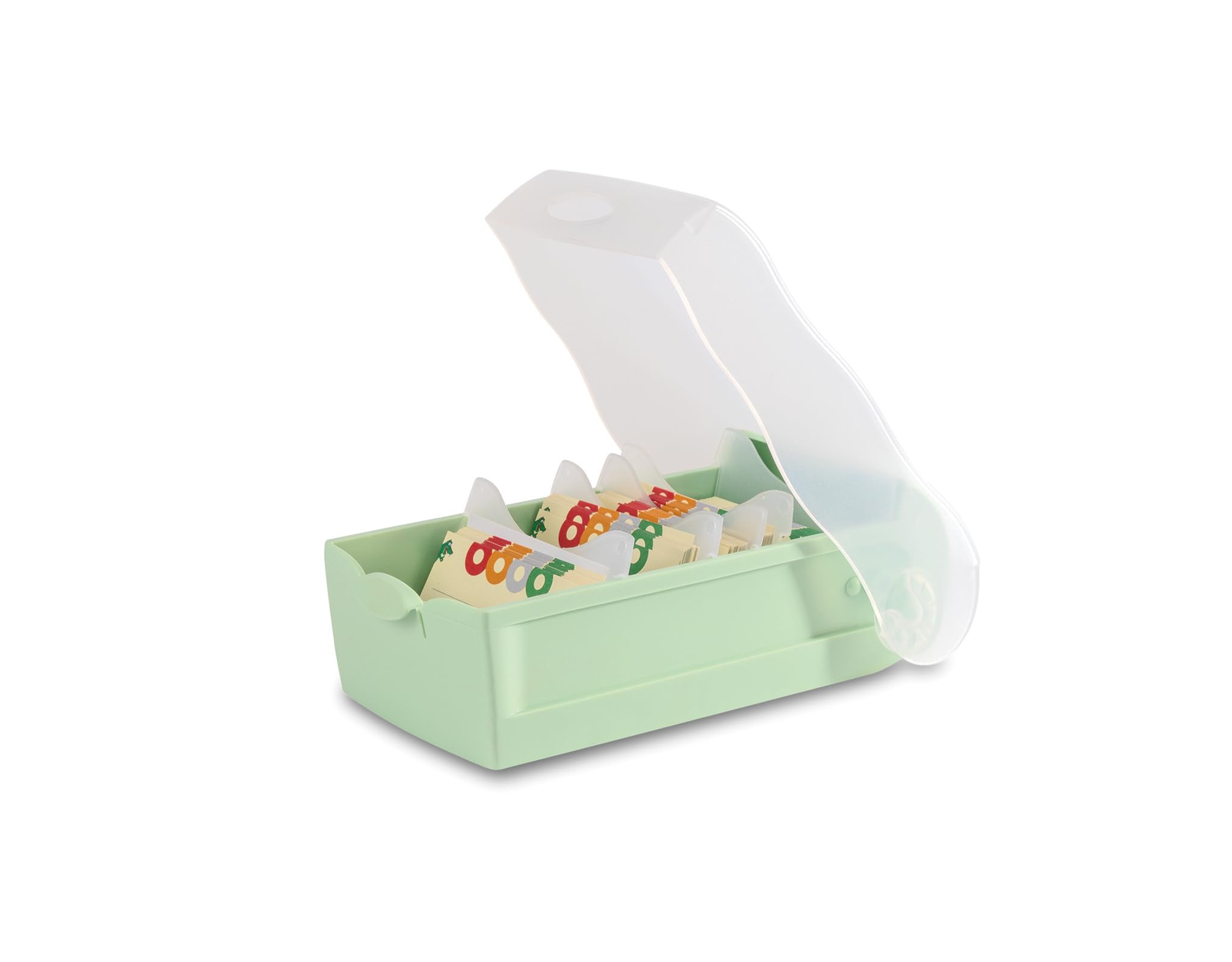 HAN Croco flashcard Box, Easy to Learn Vocabulary with 5-Compartment Learning System, DIN A8 Index Box for 500 Cards, 998-805, Translucent/Pastel Green