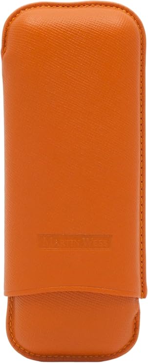Generisch Martin Wess Cigar Case 590 Dante Orange from stadlerweine / 2 Robusto / Cowhide Leather / Insert Goat Leather