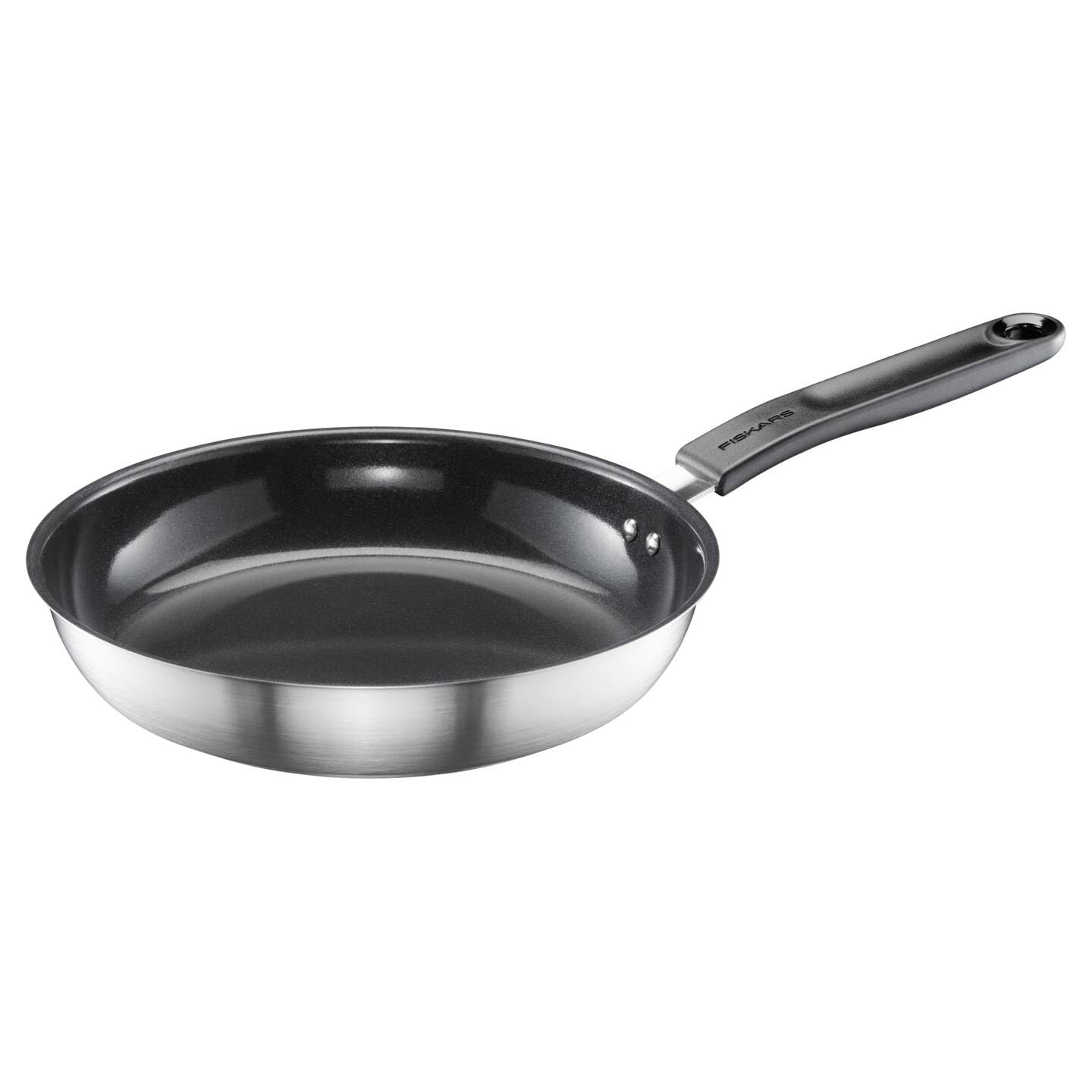 Fiskars frying pan, Ø 24 cm, Coated frying pan, Suitable for all hobs, Recycled stainless steel, Functional shape, Silver/black, 1072310