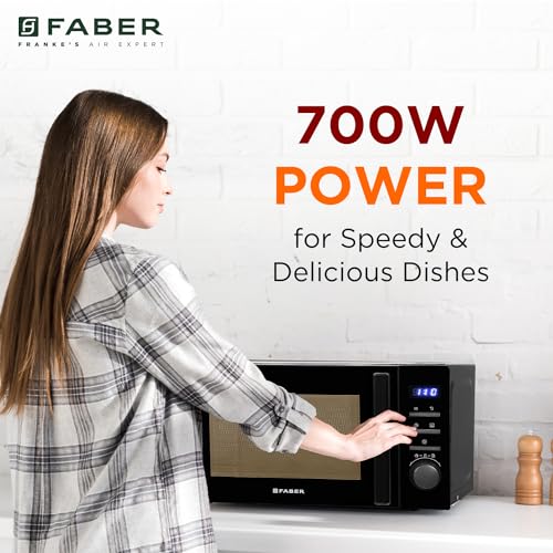 Image of Faber Instacook20 S Digital Standalone 20L Microwave Oven | 700W | 6 Auto Cook Menu, Digital Control, Reheat & Defrost Feature, 255mm Turnable Glass, Child Safety Lock, Easy Clean Coating | Black